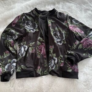 lululemon athletica Black Floral Bomber Jacket